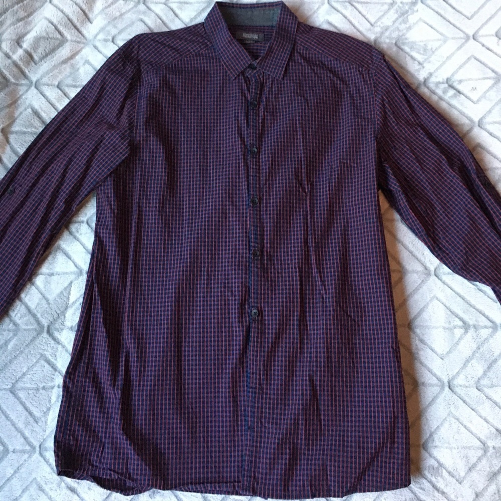 Kenneth Cole Reaction Red Blue Stripe Shirt